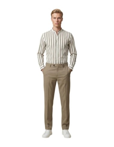 Gianni Lupo Chemise homme blanche rayée col Mao