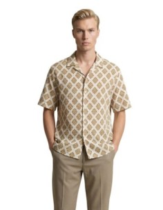 Gianni Lupo Chemise homme beige géométrique