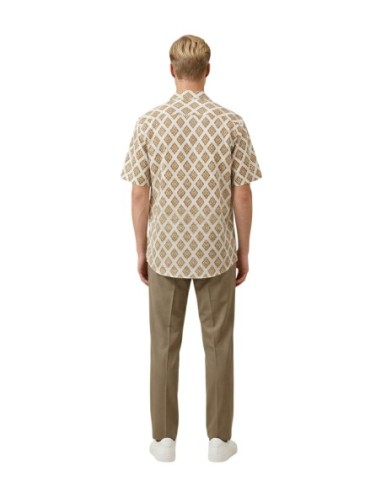 Gianni Lupo Chemise homme beige géométrique