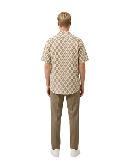 Gianni Lupo Chemise homme beige géométrique