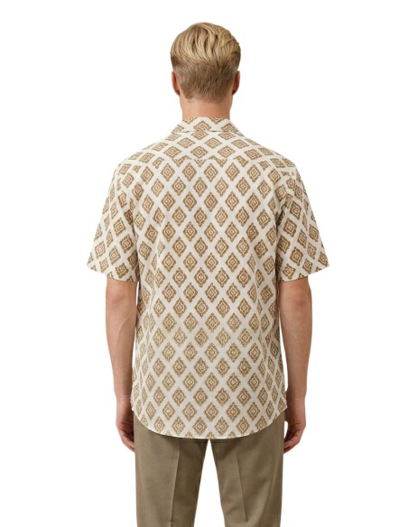 Gianni Lupo Chemise homme beige géométrique
