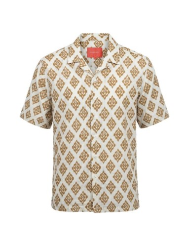 Gianni Lupo Chemise homme beige géométrique