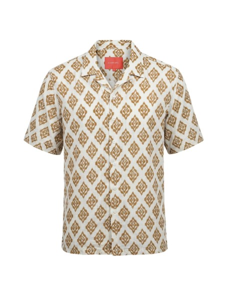 Gianni Lupo Chemise homme beige géométrique