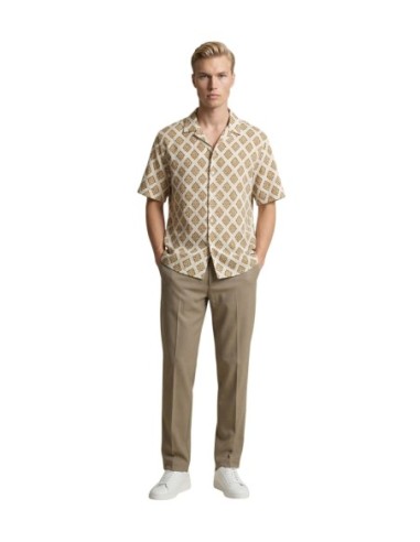Gianni Lupo Chemise homme beige géométrique