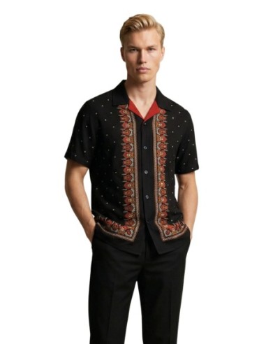 Gianni Lupo Chemise homme noire géométrique