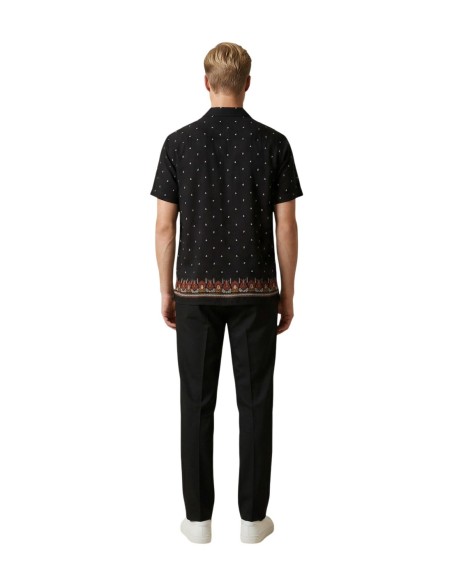 Gianni Lupo Chemise homme noire géométrique