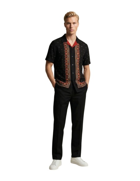 Gianni Lupo Chemise homme noire géométrique