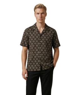 Gianni Lupo Chemise homme noire géométrique coton