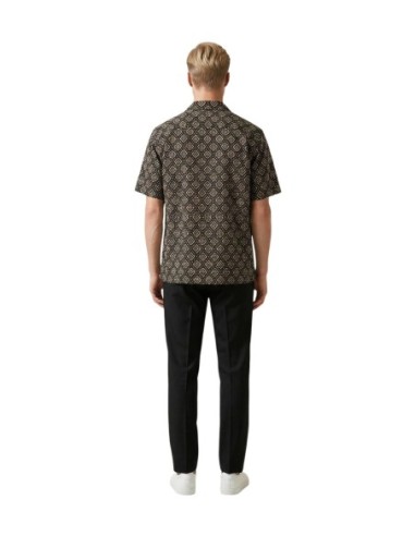 Gianni Lupo Chemise homme noire géométrique coton