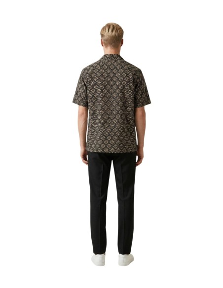 Gianni Lupo Chemise homme noire géométrique coton
