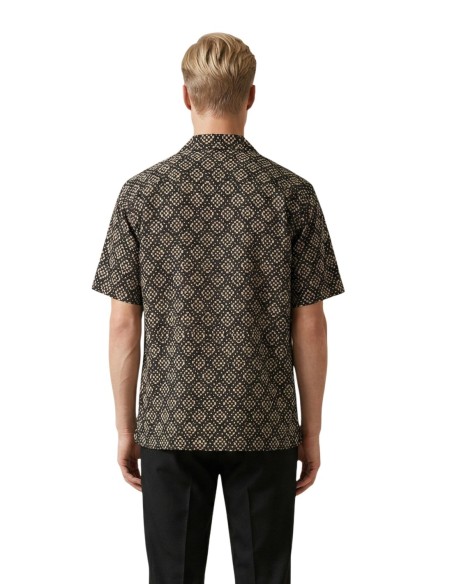 Gianni Lupo Chemise homme noire géométrique coton