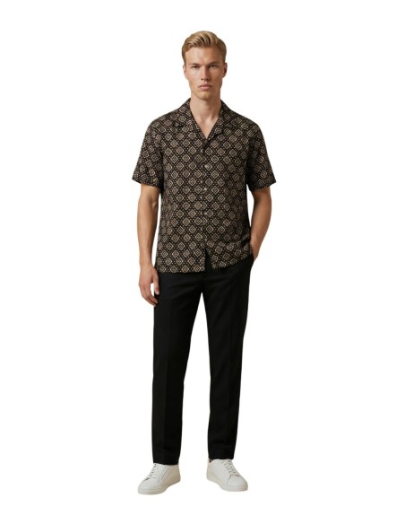 Gianni Lupo Chemise homme noire géométrique coton