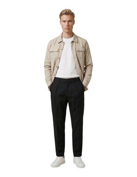 Gianni Lupo Chemise homme beige géométrique manches longues