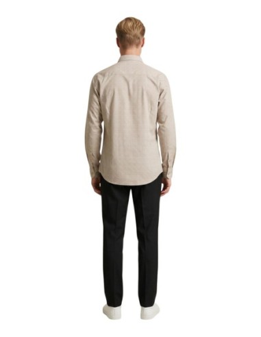 Gianni Lupo Chemise homme beige géométrique manches longues