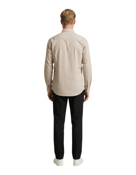 Gianni Lupo Chemise homme beige géométrique manches longues