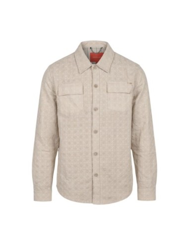 Gianni Lupo Chemise homme beige géométrique manches longues