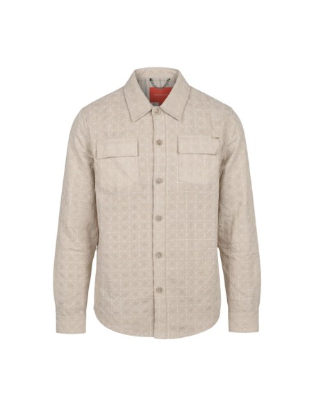 Gianni Lupo Chemise homme beige géométrique manches longues