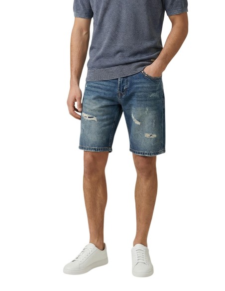 Gianni Lupo Bermuda homme bleu effet usé