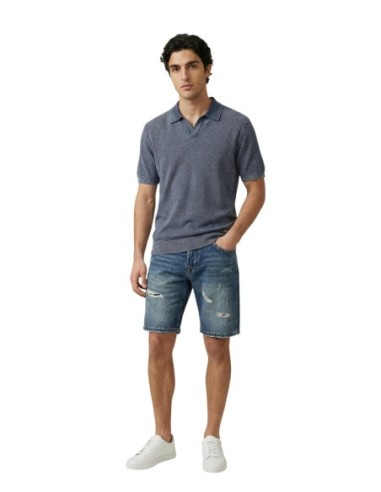 Gianni Lupo Bermuda homme bleu effet usé