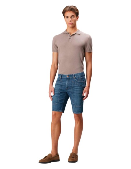 Jeckerson Bermuda homme bleu coton