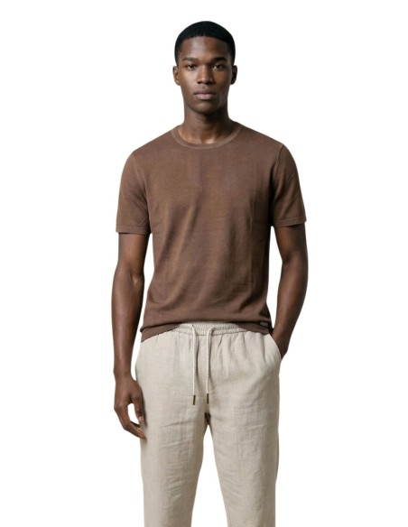 Gianni Lupo T‑shirt homme marron viscose