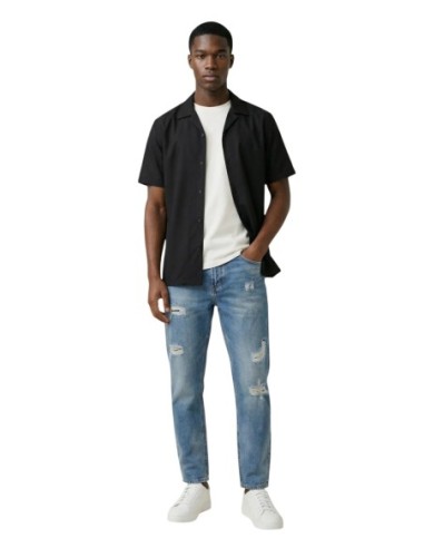 Gianni Lupo Chemise homme noire manches courtes