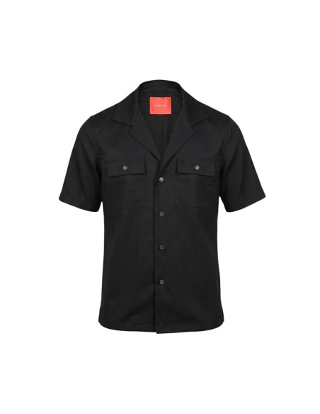 Gianni Lupo Chemise homme noire manches courtes
