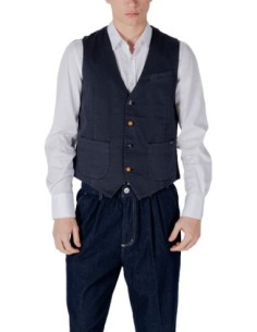 Gianni Lupo Gilet homme bleu coton