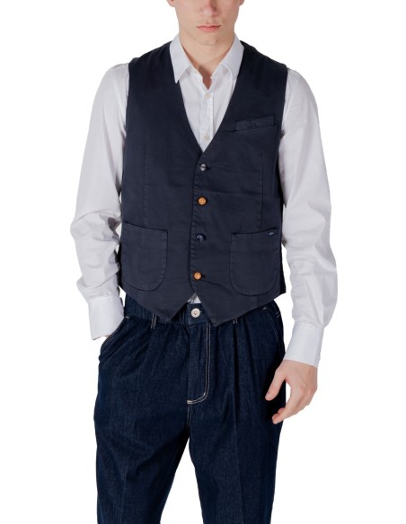 Gianni Lupo Gilet homme bleu coton