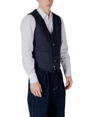 Gianni Lupo Gilet homme bleu coton