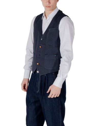 Gianni Lupo Gilet homme bleu coton