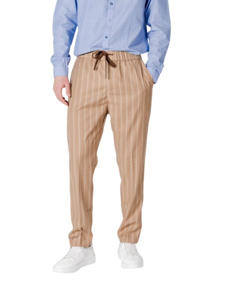 Gianni Lupo Pantalon homme beige rayé