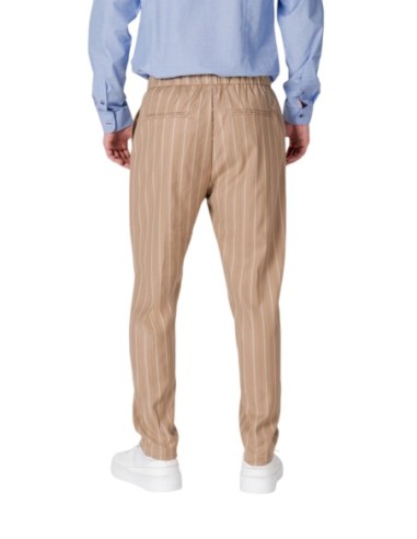 Gianni Lupo Pantalon homme beige rayé