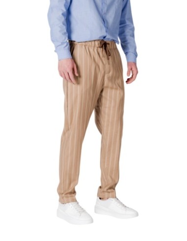 Gianni Lupo Pantalon homme beige rayé