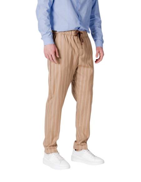 Gianni Lupo Pantalon homme beige rayé