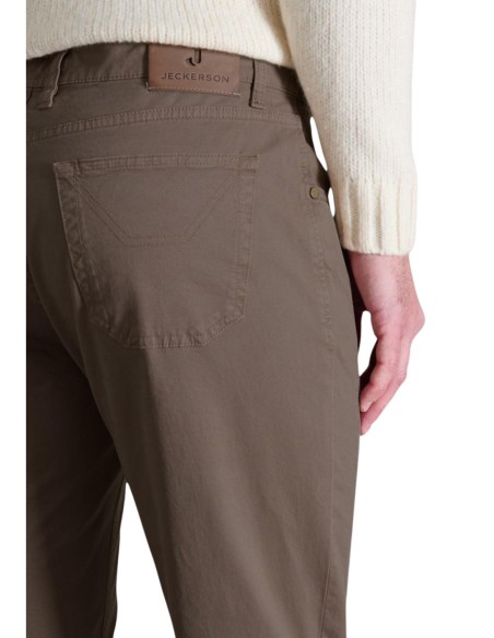 Jeckerson Pantalon homme marron coton stretch
