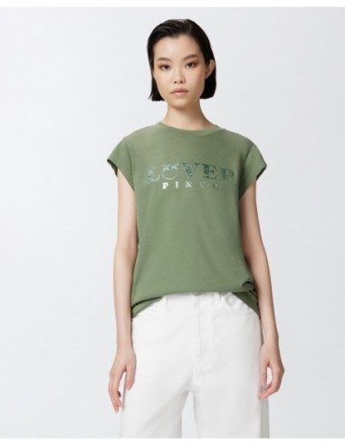 Pinko T‑shirt femme vert imprimé