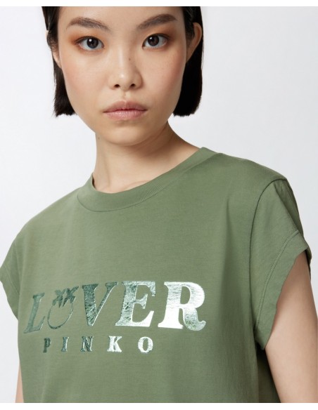 Pinko T‑shirt femme vert imprimé