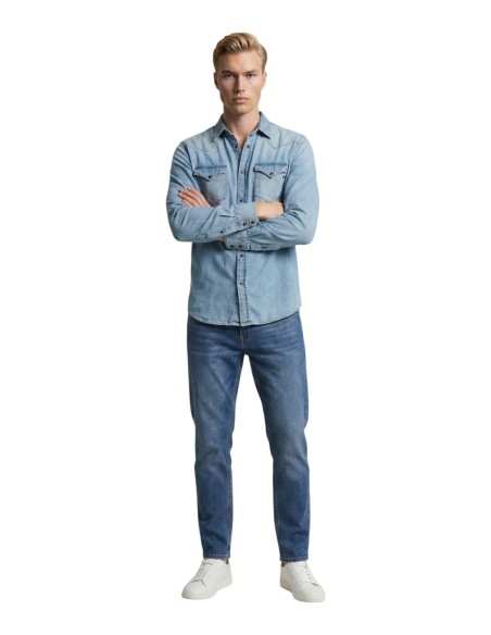Replay Chemise homme bleu azur