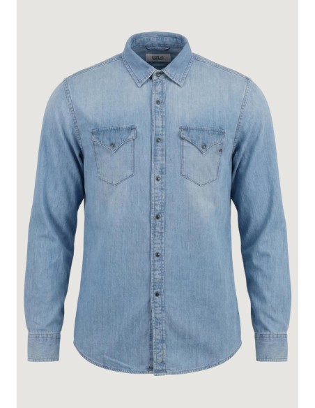 Replay Chemise homme bleu azur