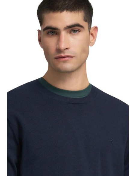 Replay Pull homme bleu coton