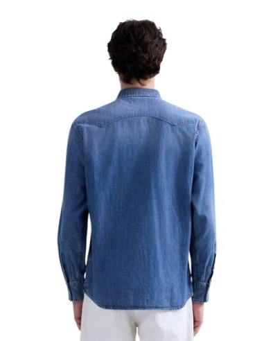 Replay Chemise homme bleu azur coton