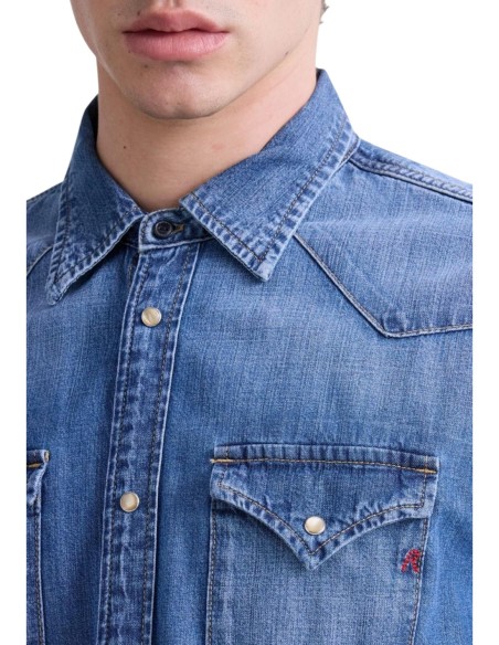 Replay Chemise homme bleu azur coton