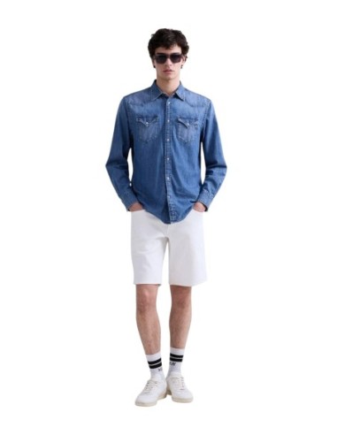 Replay Chemise homme bleu azur coton