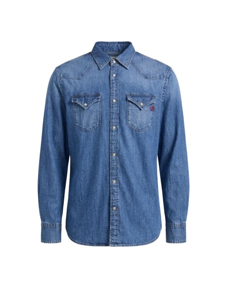 Replay Chemise homme bleu azur coton