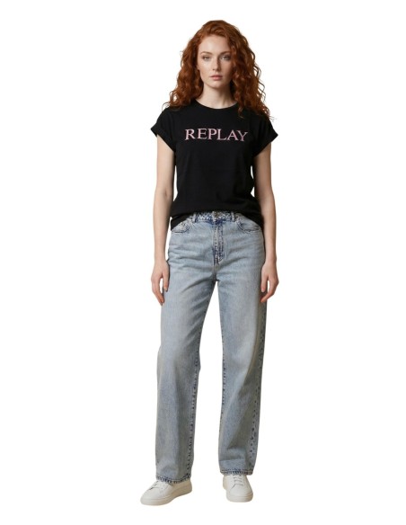 Replay T-shirt femme noir imprimé