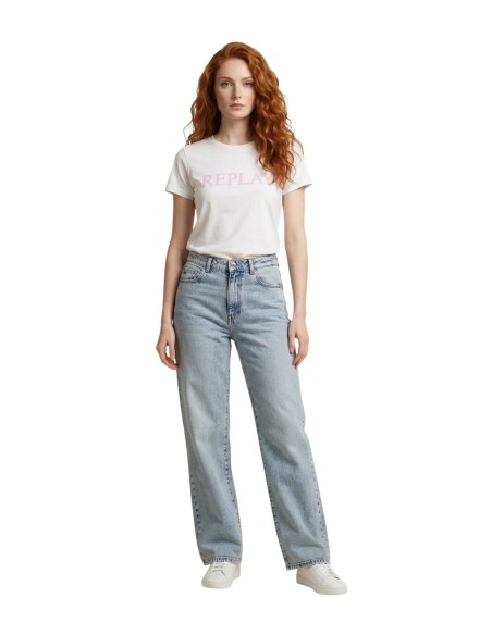 Replay T-shirt femme blanc imprimé