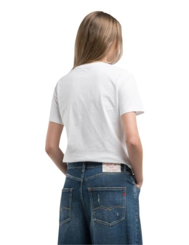 Replay T-shirt femme blanc coton