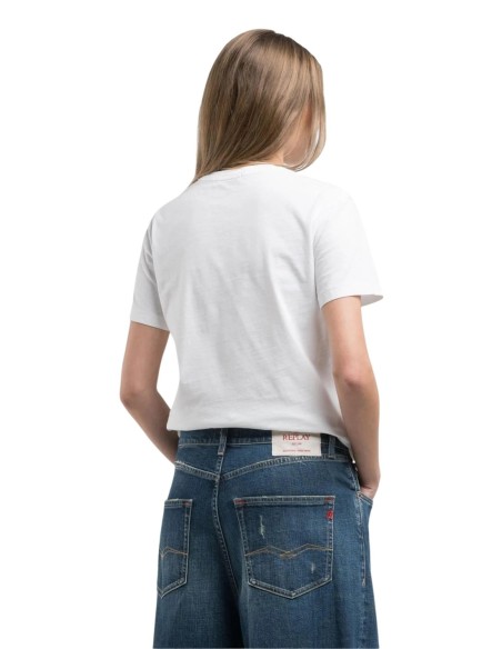 Replay T-shirt femme blanc coton