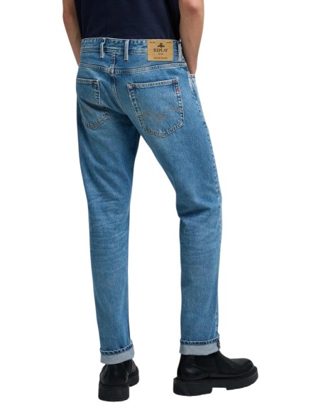 Replay Jean homme bleu azur coton